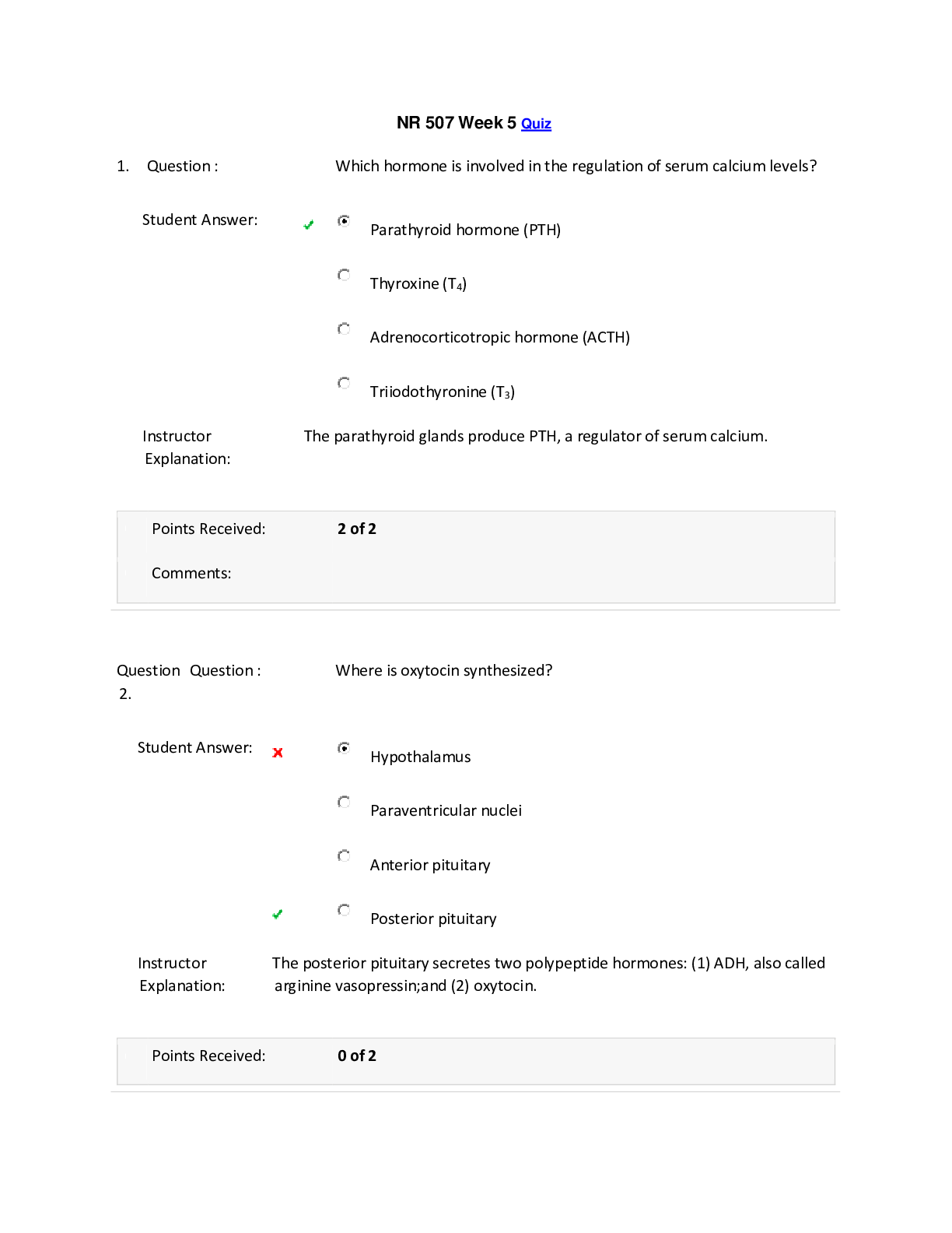 NR 507 Week 5 Quiz (2 Versions) / NR507 Week 5 Quiz (Latest-2021): Advanced Pathophysiology: Chamberlain College of Nursing |100% Correct Answers, Download to Score A|